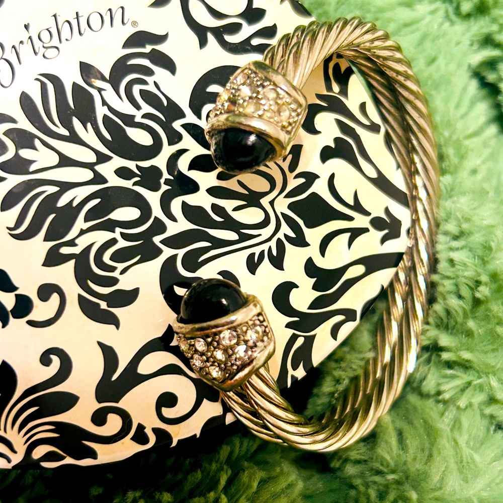 Bangle bracelet vintage silver and black